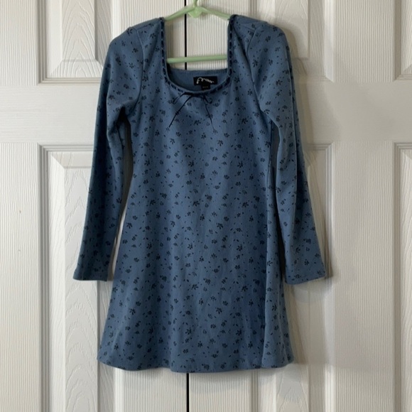 Art Class - Girl Long Sleeve Square Neck Ribbed Dress 90's Grunge Size XS (4/5) - Picture 1 of 10